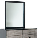 40" Black Ash Veneer Rectangle Wall Mounted Dresser Mirror Engineered Wood Framed - Homeroots - Flyclothing LLC
