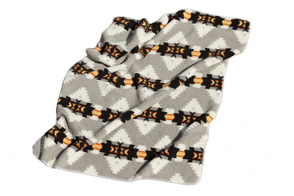 Gray Knitted Sherpa Geometric Reversable Throw - Homeroots