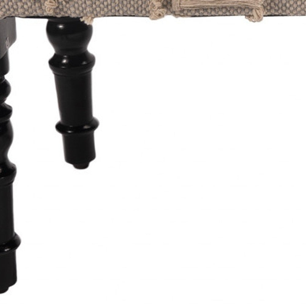 47" Cream And Black Leg Abstract Stripe and Dot Upholstery Bench - Homeroots - Flyclothing LLC