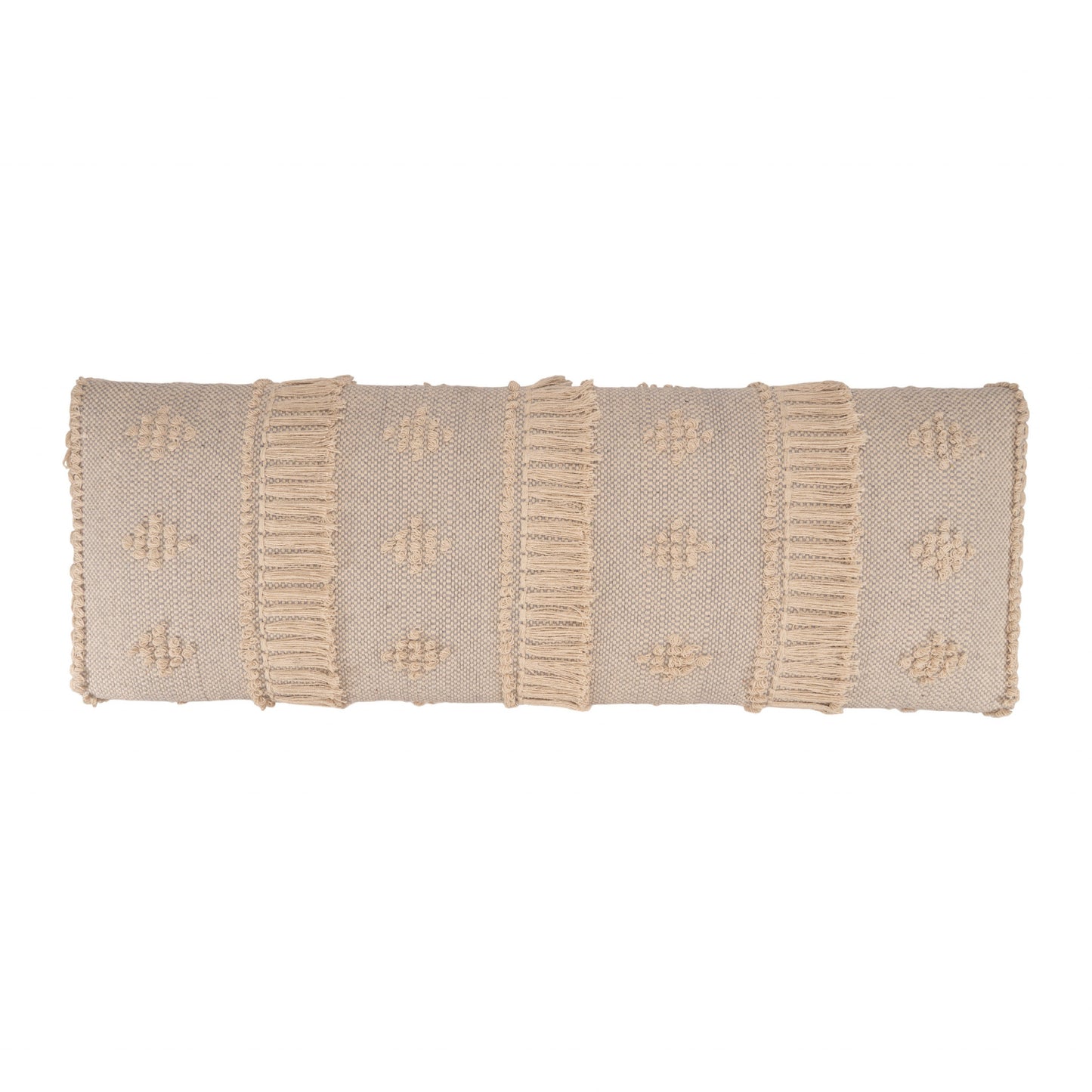 47" Cream And Black Leg Abstract Stripe and Dot Upholstery Bench - Homeroots - Flyclothing LLC