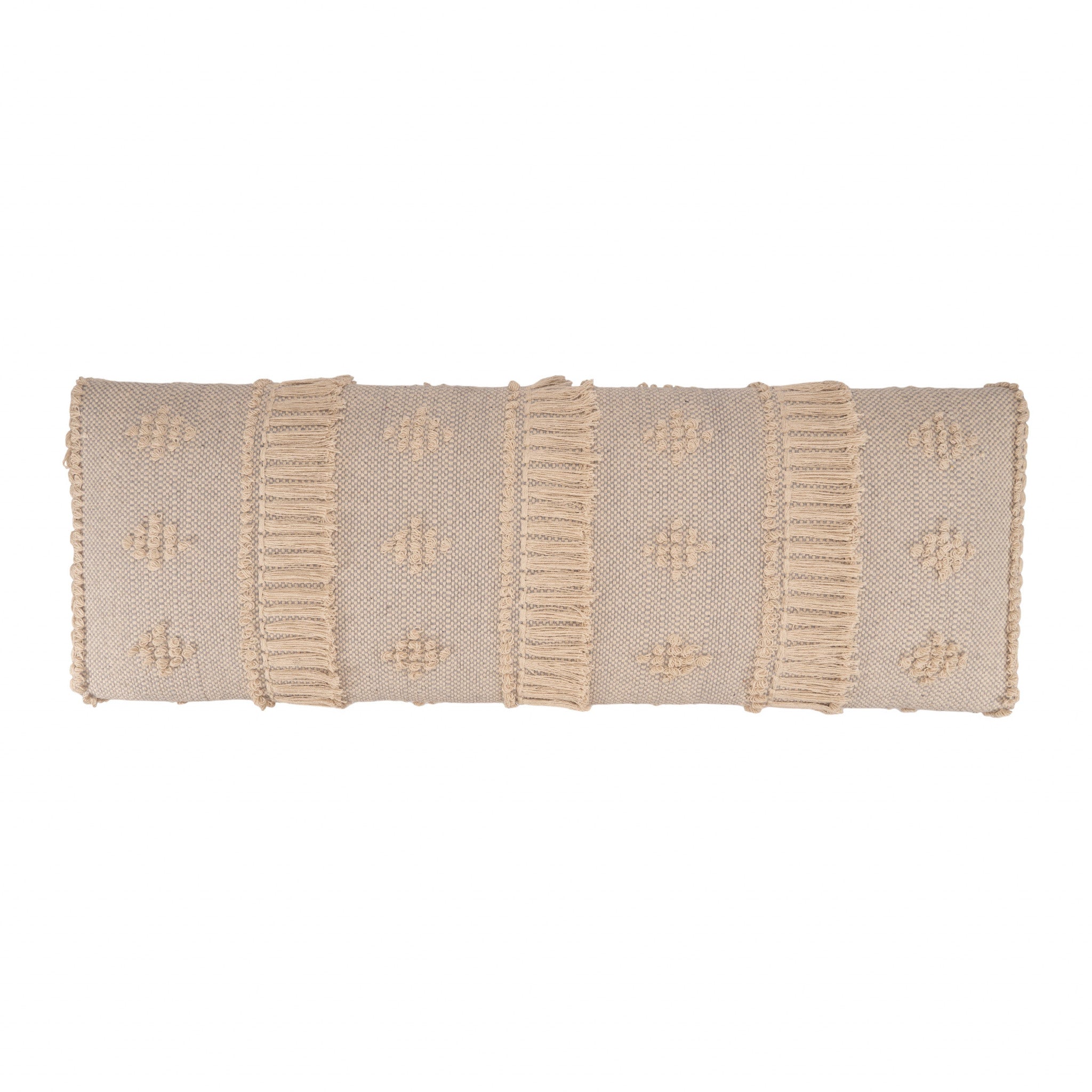 47" Cream And Black Leg Abstract Stripe and Dot Upholstery Bench - Homeroots - Flyclothing LLC