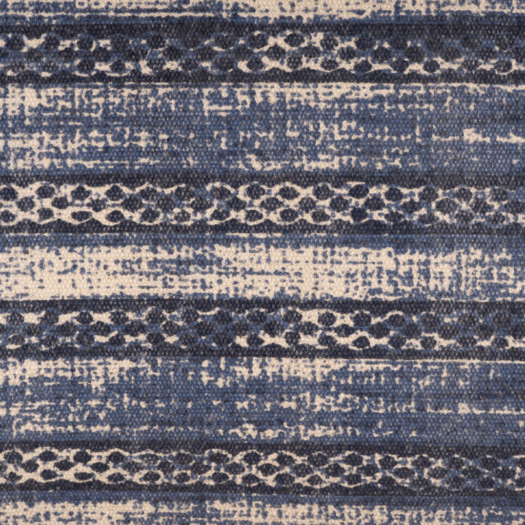 47" Blue And Cream Abstract Design Blue Leg Upholstered Bench - Homeroots - Flyclothing LLC