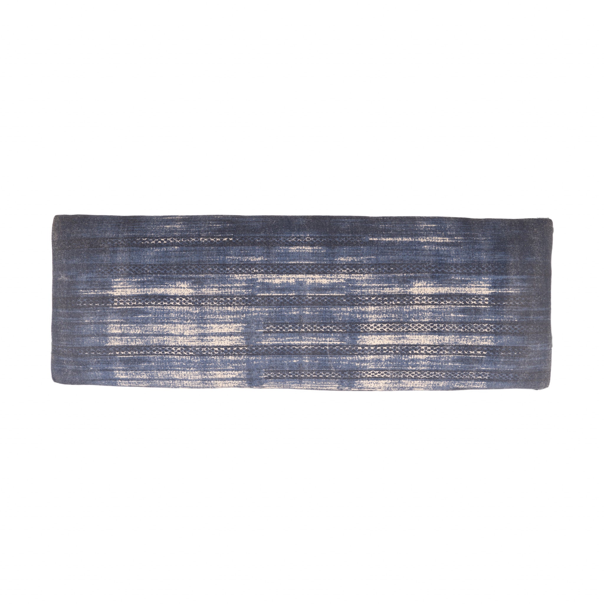 47" Blue And Cream Abstract Design Blue Leg Upholstered Bench - Homeroots - Flyclothing LLC