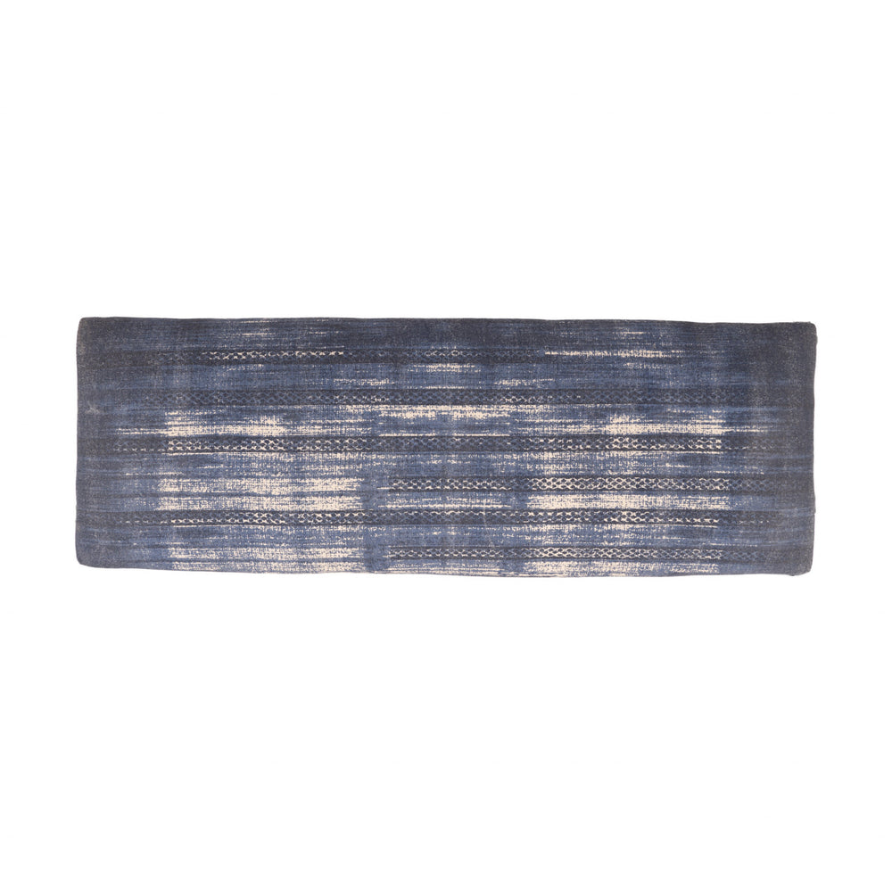 47" Blue And Cream Abstract Design Blue Leg Upholstered Bench - Homeroots