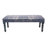 47" Blue And Cream Abstract Design Blue Leg Upholstered Bench - Homeroots - Flyclothing LLC