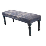 47" Blue And Cream Abstract Design Blue Leg Upholstered Bench - Homeroots - Flyclothing LLC