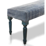 47" Blue And Cream Abstract Design Blue Leg Upholstered Bench - Homeroots - Flyclothing LLC