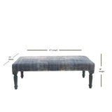 47" Blue And Cream Abstract Design Blue Leg Upholstered Bench - Homeroots - Flyclothing LLC