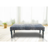 47" Blue And Cream Abstract Design Blue Leg Upholstered Bench - Homeroots - Flyclothing LLC