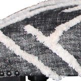 47" Gray And White Geometric Cotton Upholstered Distressed Bench - Homeroots