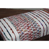 47" Ivory Red and Pink Black Leg Chevron Stripe Upholstered Bench - Homeroots - Flyclothing LLC