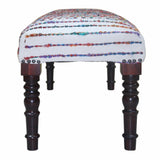 47" Ivory Red and Pink Black Leg Chevron Stripe Upholstered Bench - Homeroots - Flyclothing LLC