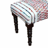 47" Ivory Red and Pink Black Leg Chevron Stripe Upholstered Bench - Homeroots - Flyclothing LLC
