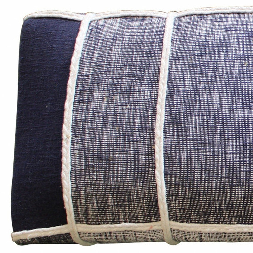 47" Blue And Gray Textural White Leg Upholstered Bench - Homeroots - Flyclothing LLC