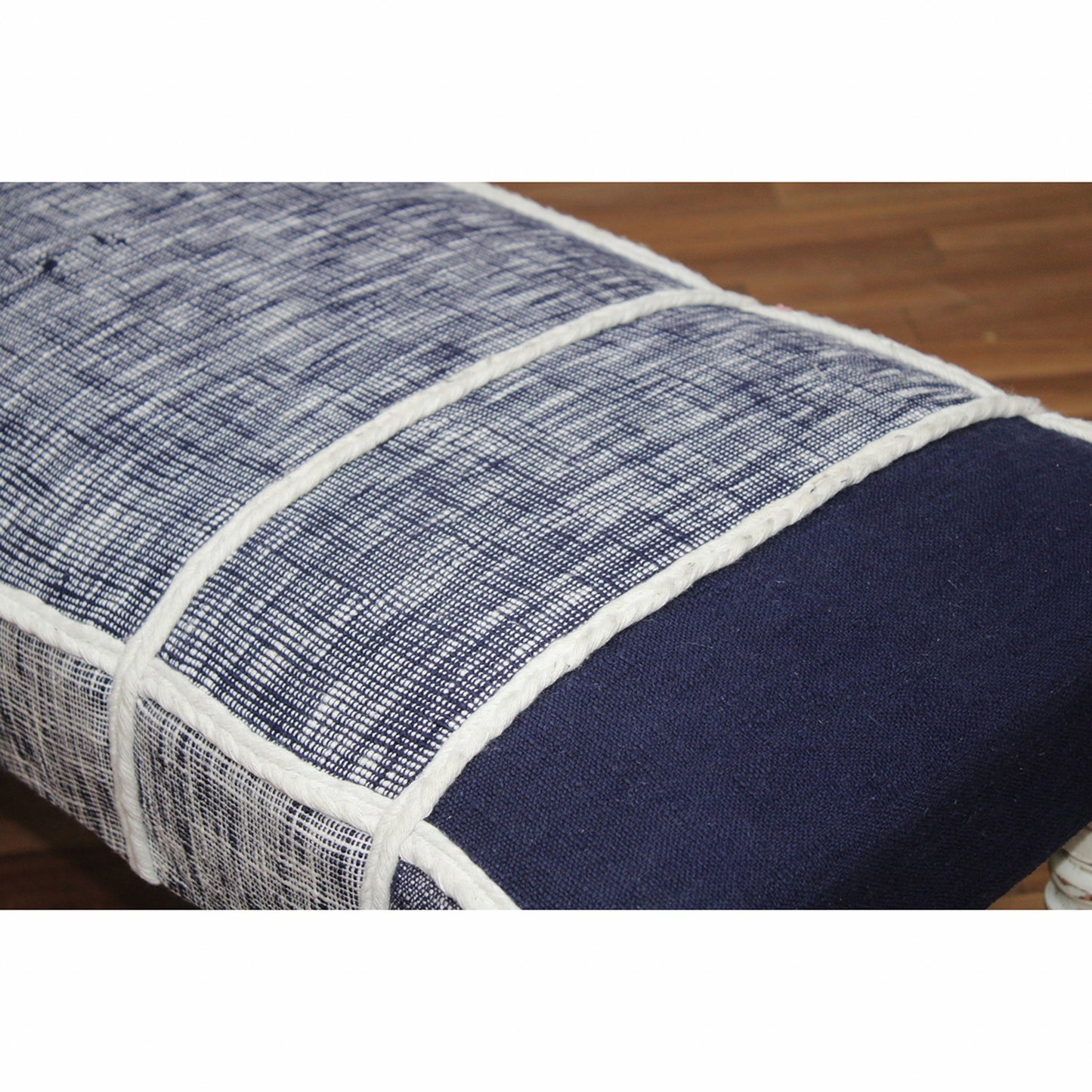 47" Blue And Gray Textural White Leg Upholstered Bench - Homeroots - Flyclothing LLC