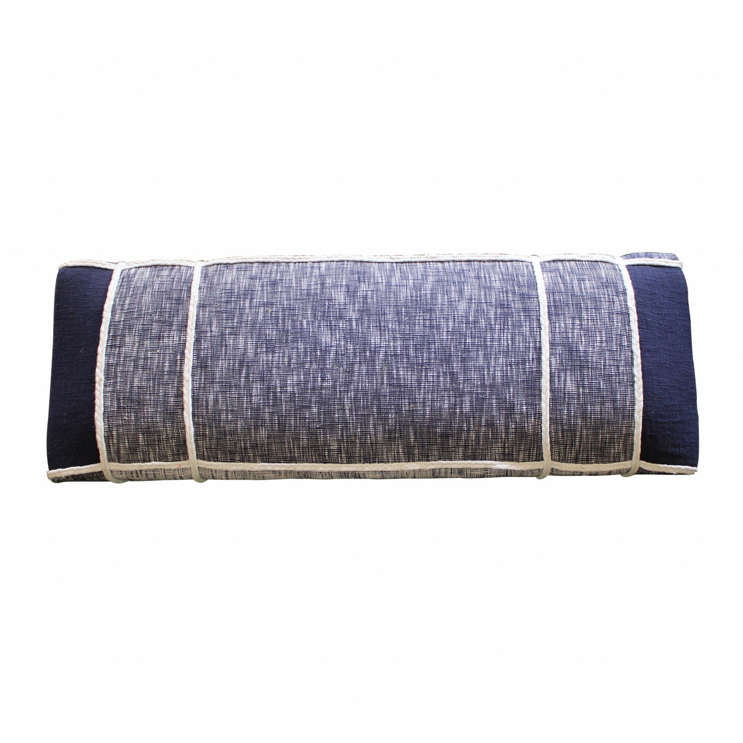 47" Blue And Gray Textural White Leg Upholstered Bench - Homeroots - Flyclothing LLC