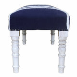 47" Blue And Gray Textural White Leg Upholstered Bench - Homeroots - Flyclothing LLC
