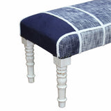 47" Blue And Gray Textural White Leg Upholstered Bench - Homeroots - Flyclothing LLC