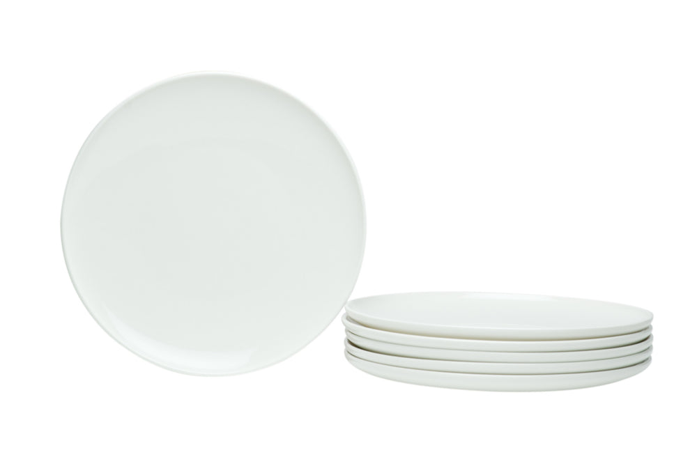 White Six Piece Porcelain Service For Six Salad Plate Set - Homeroots