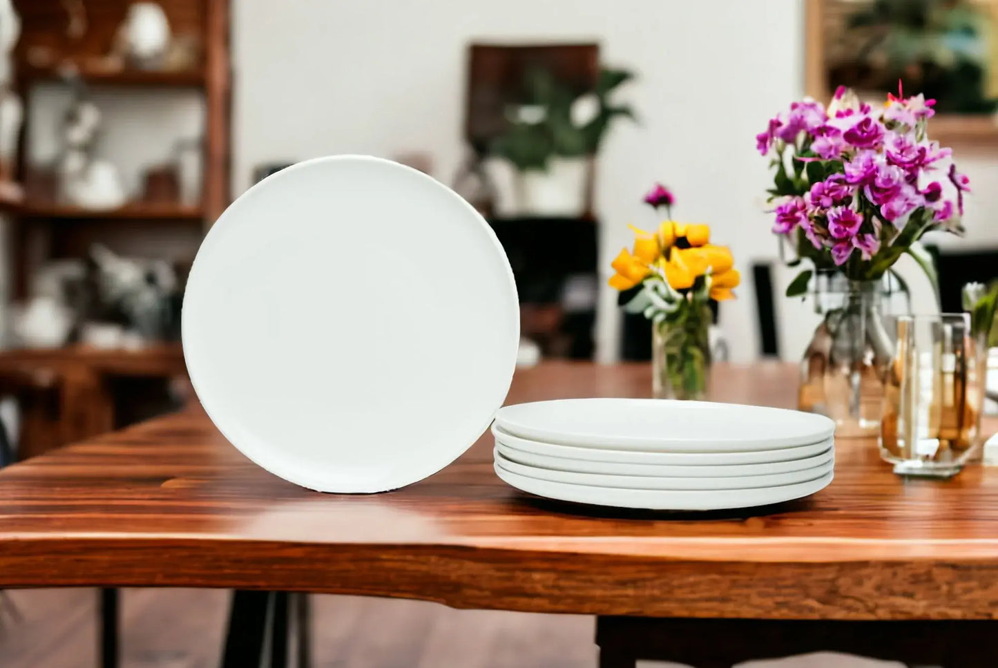 White Six Piece Porcelain Service For Six Salad Plate Set - Homeroots - Flyclothing LLC