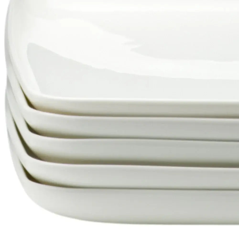 White Six Piece Rectangle Porcelain Service For Six Dinner Plate Set - Homeroots - Flyclothing LLC