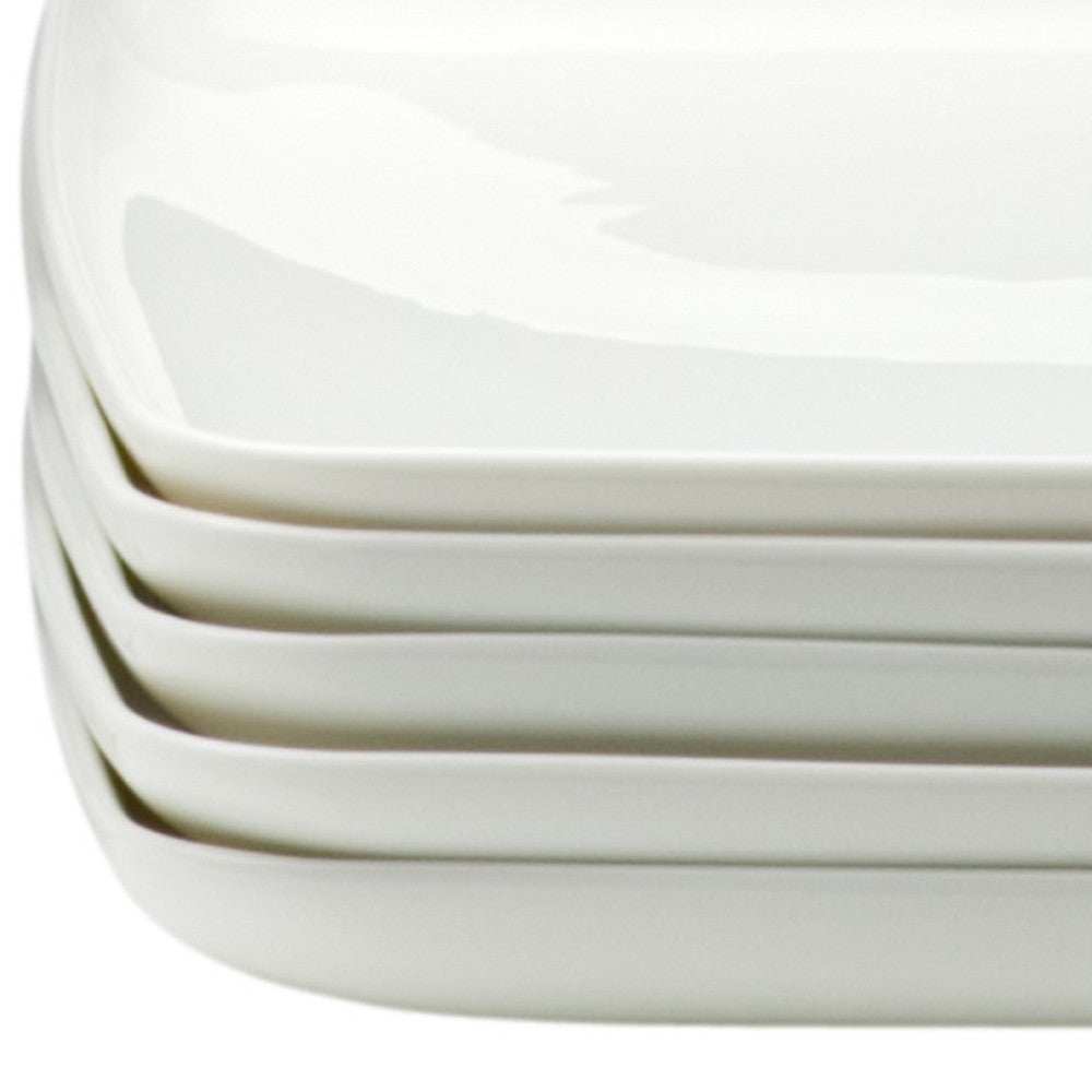 White Six Piece Rectangle Porcelain Service For Six Dinner Plate Set - Homeroots - Flyclothing LLC