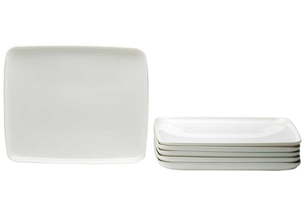 White Six Piece Rectangle Porcelain Service For Six Dinner Plate Set - Homeroots