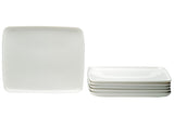 White Six Piece Rectangle Porcelain Service For Six Dinner Plate Set - Homeroots