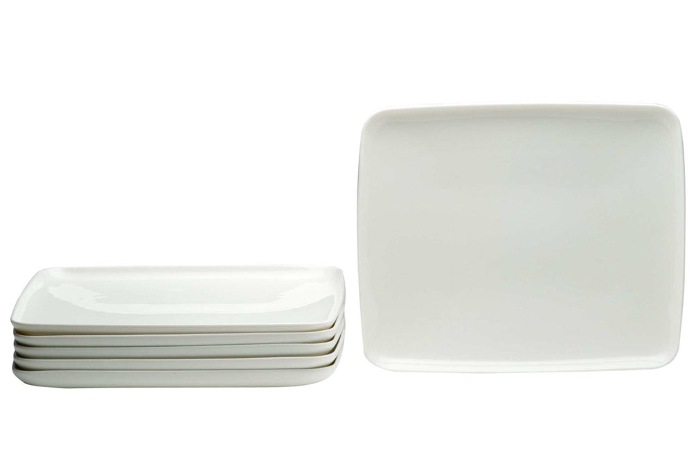 White Six Piece Rectangle Porcelain Service For Six Dinner Plate Set - Homeroots - Flyclothing LLC