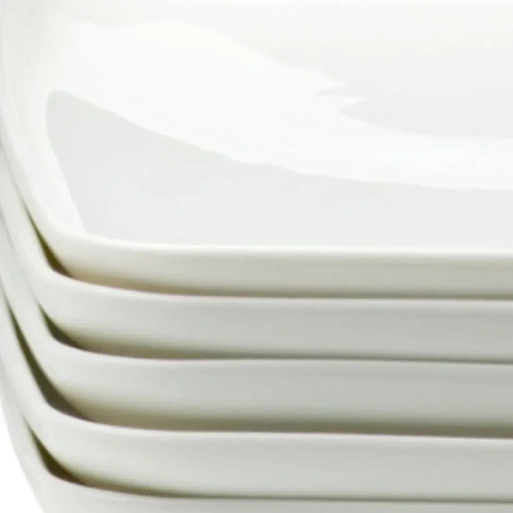 White Six Piece Rectangle Porcelain Service For Six Dinner Plate Set - Homeroots - Flyclothing LLC
