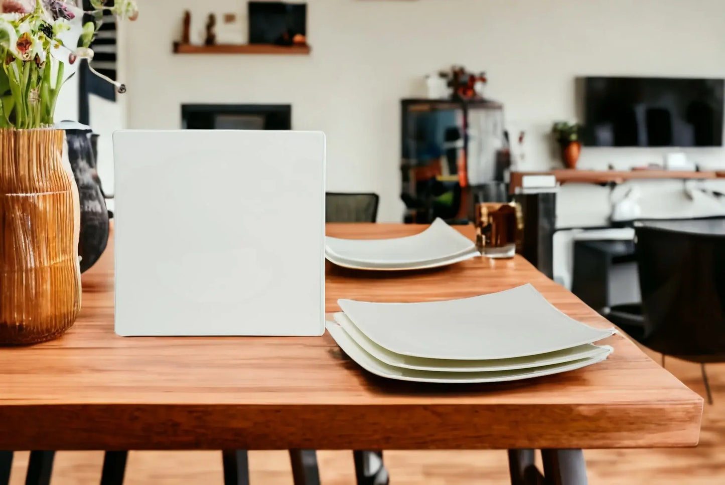 White Six Piece Square Bone China Service For Six Dinner Plate Set - Homeroots - Flyclothing LLC