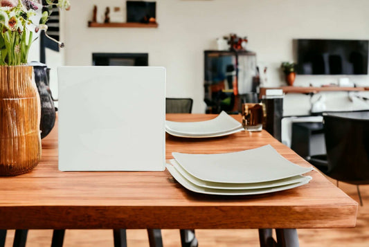 White Six Piece Square Bone China Service For Six Dinner Plate Set - Homeroots - Flyclothing LLC