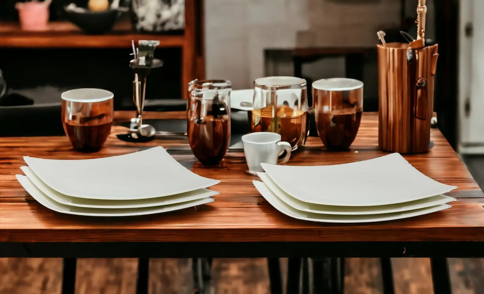 White Six Piece Square Bone China Service For Six Salad Plate Set - Homeroots - Flyclothing LLC