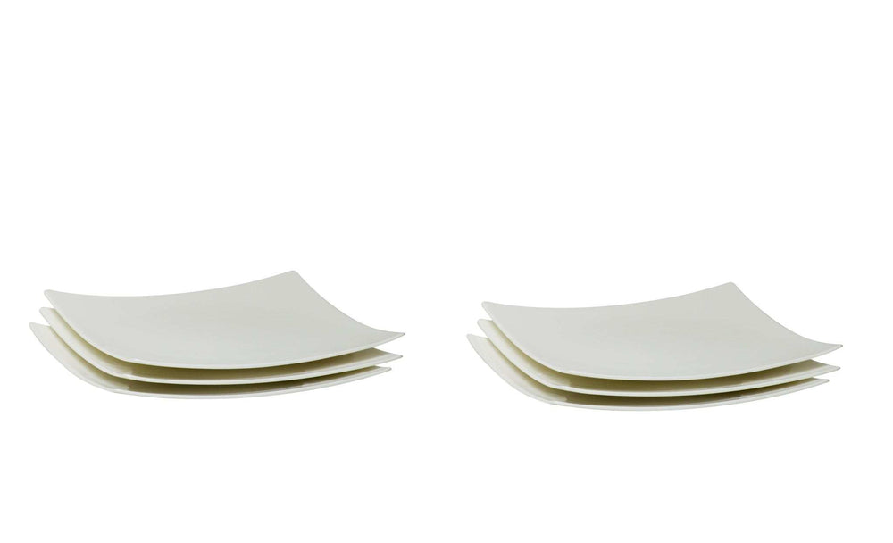 White Six Piece Square Bone China Service For Six Salad Plate Set - Homeroots - Flyclothing LLC