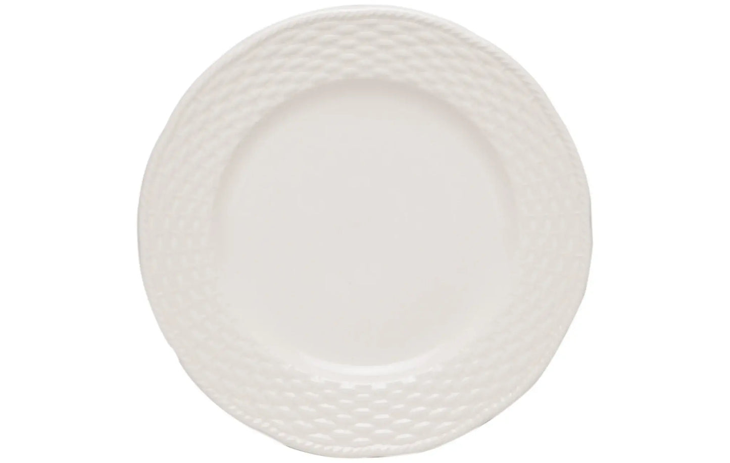 White Four Piece Weave Stoneware Service For Four Dinner Plate Set - Homeroots - Flyclothing LLC
