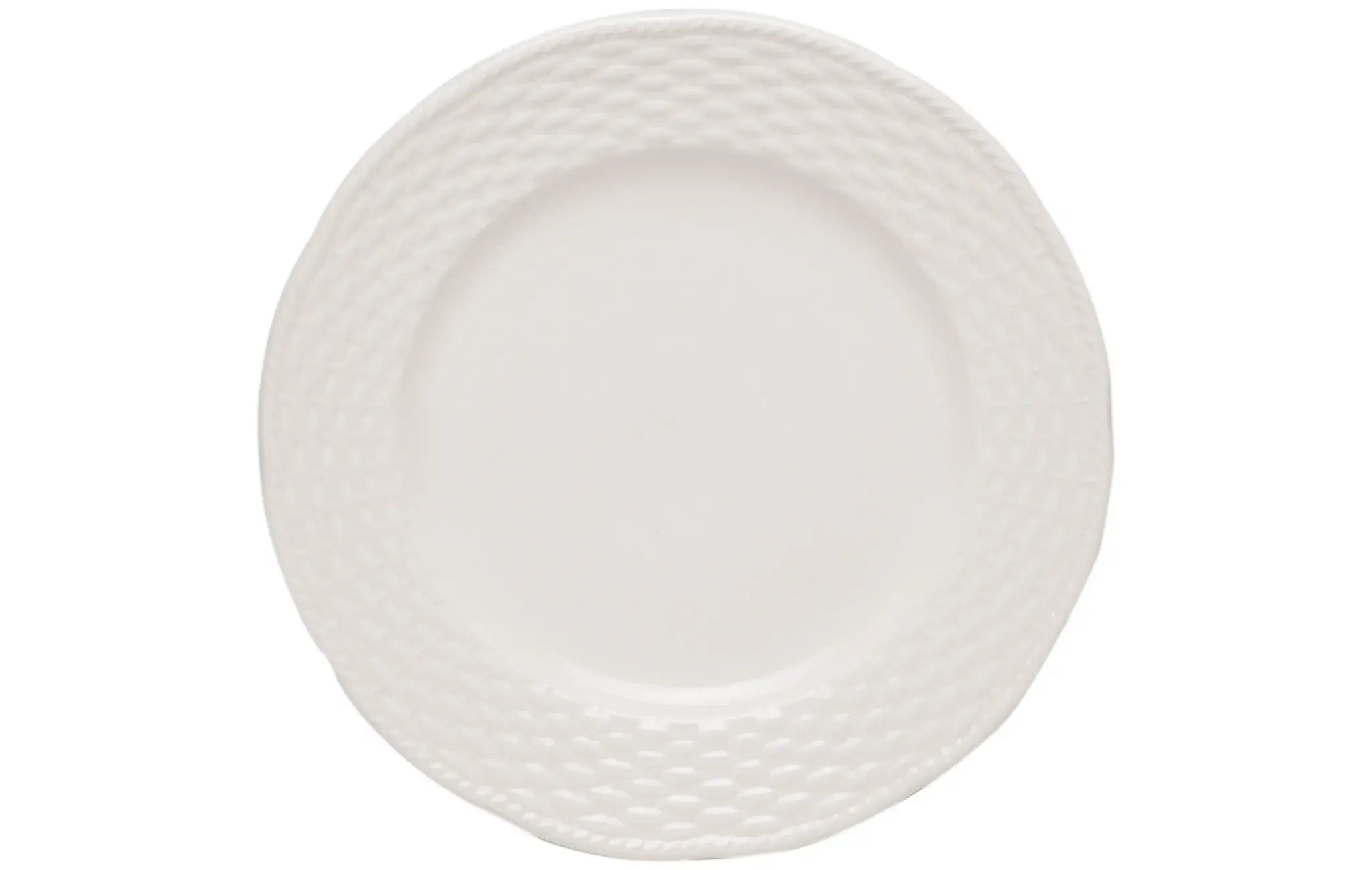 White Four Piece Weave Stoneware Service For Four Dinner Plate Set - Homeroots - Flyclothing LLC