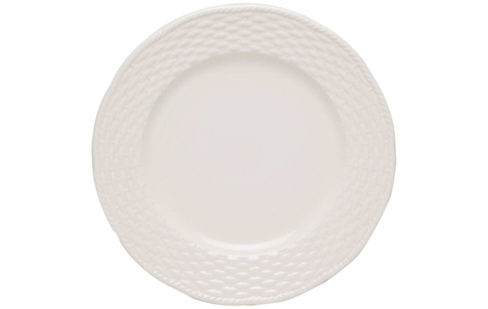White Four Piece Weave Stoneware Service For Four Dinner Plate Set - Homeroots - Flyclothing LLC