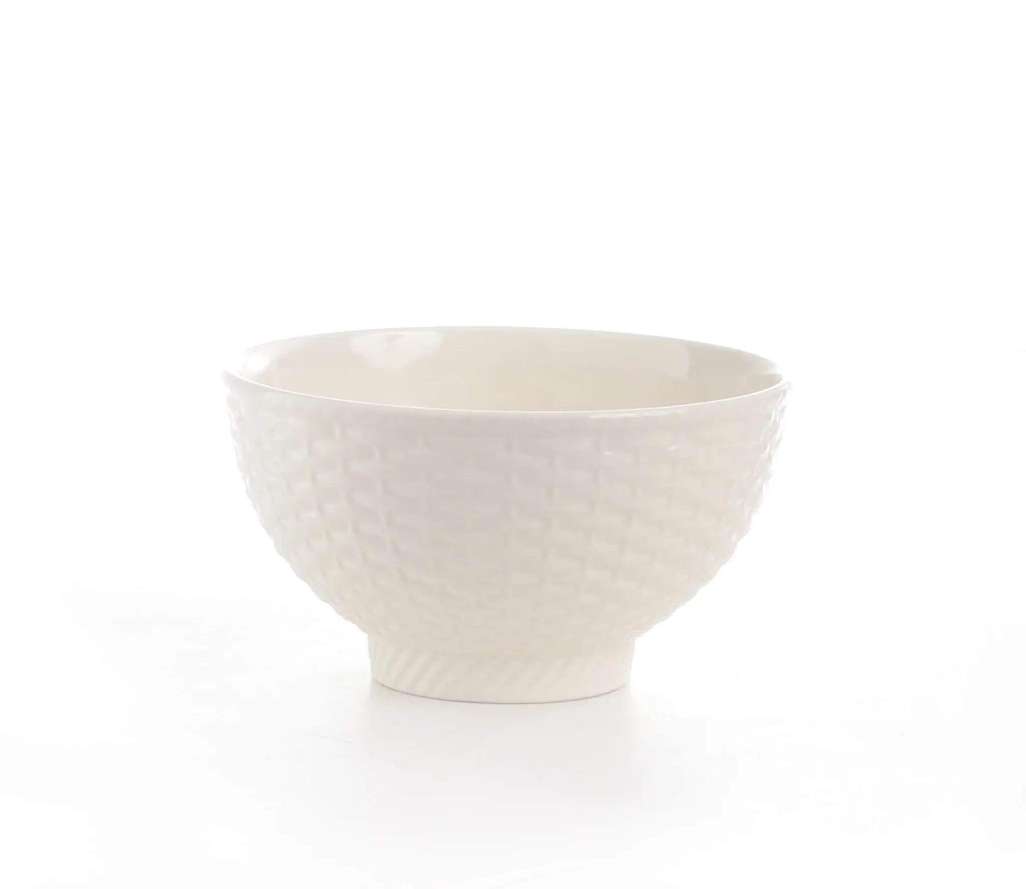 White Four Piece Weave Stoneware Service For Four Bowl Set - Homeroots - Flyclothing LLC