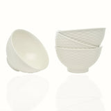 White Four Piece Weave Stoneware Service For Four Bowl Set - Homeroots - Flyclothing LLC