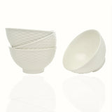 White Four Piece Weave Stoneware Service For Four Bowl Set - Homeroots - Flyclothing LLC