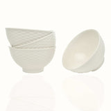 White Four Piece Weave Stoneware Service For Four Bowl Set - Homeroots - Flyclothing LLC