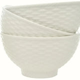 White Four Piece Weave Stoneware Service For Four Bowl Set - Homeroots - Flyclothing LLC