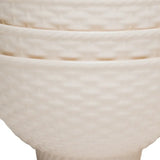 White Four Piece Weave Stoneware Service For Four Bowl Set - Homeroots - Flyclothing LLC