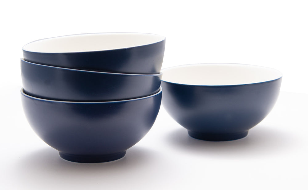 Blue and White Four Piece Porcelain Service For Four Bowl Set - Homeroots