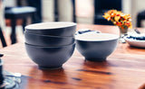 Blue and White Four Piece Porcelain Service For Four Bowl Set - Homeroots
