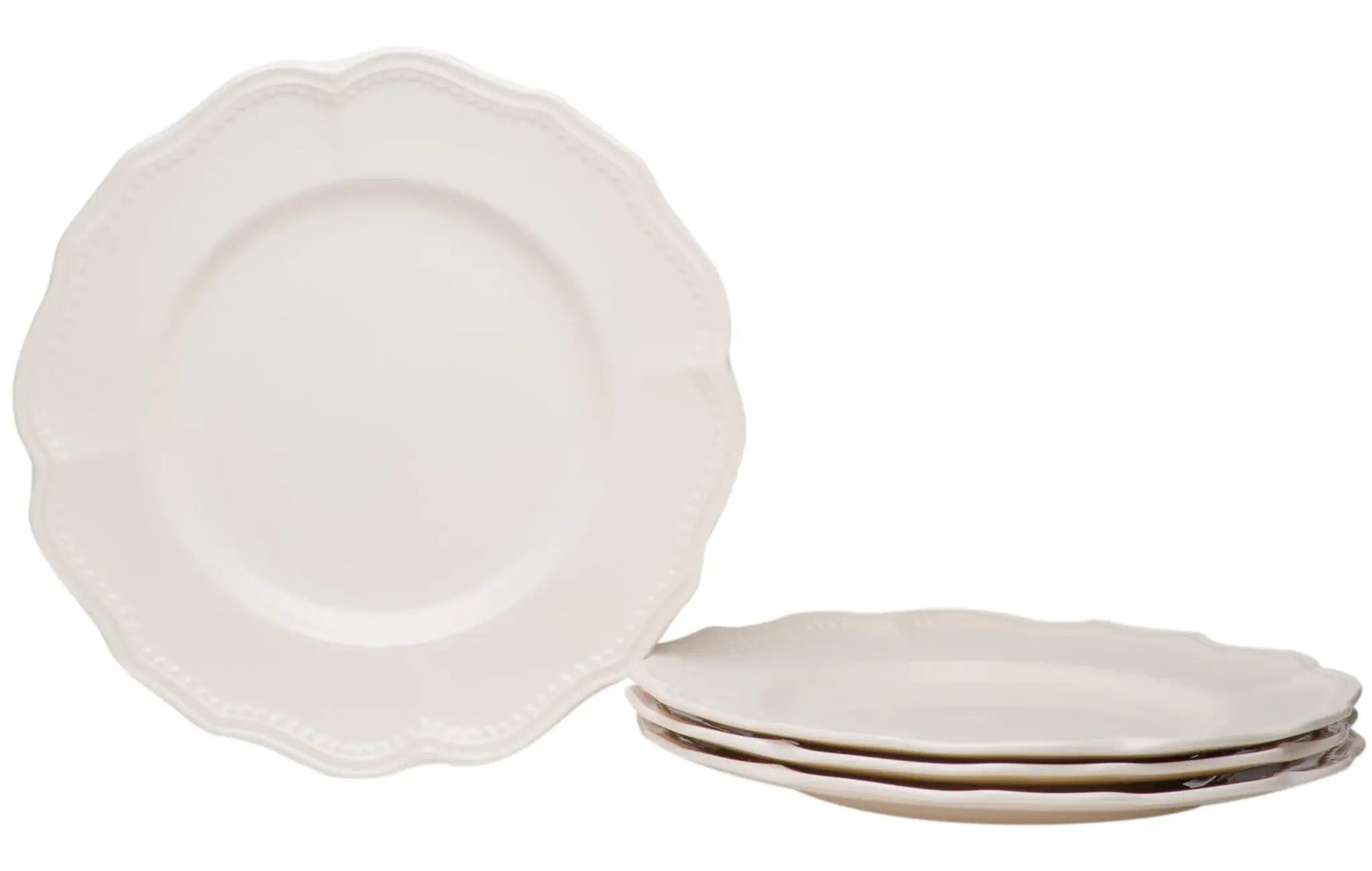 White Four Piece Scallop Stoneware Service For Four Dinner Plate Set - Homeroots - Flyclothing LLC