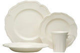 White Four Piece Round Scallop Stoneware Service For Four Salad Plate Set - Homeroots - Flyclothing LLC