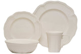 White Four Piece Round Scallop Stoneware Service For Four Salad Plate Set - Homeroots - Flyclothing LLC