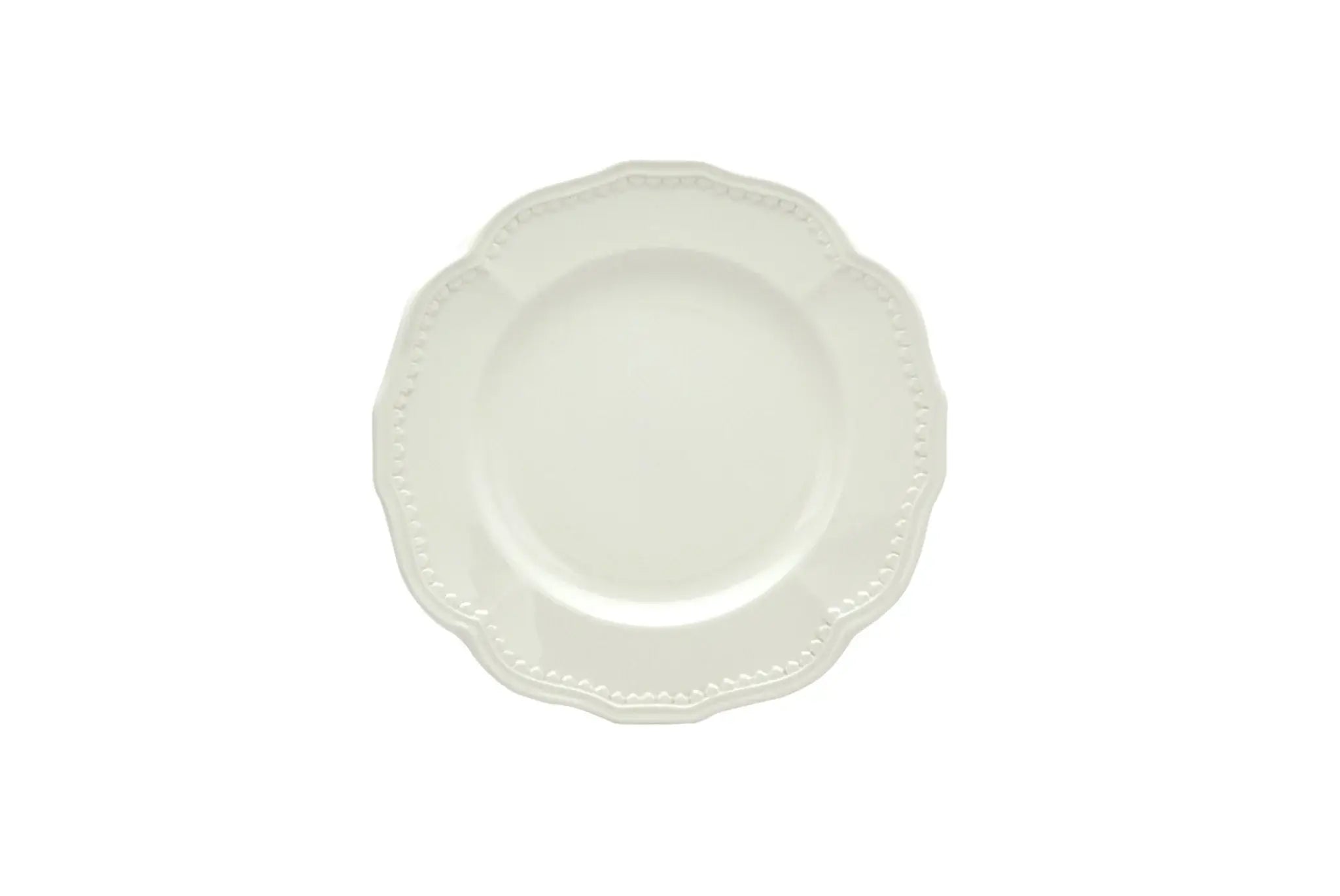 White Four Piece Round Scallop Stoneware Service For Four Salad Plate Set - Homeroots - Flyclothing LLC