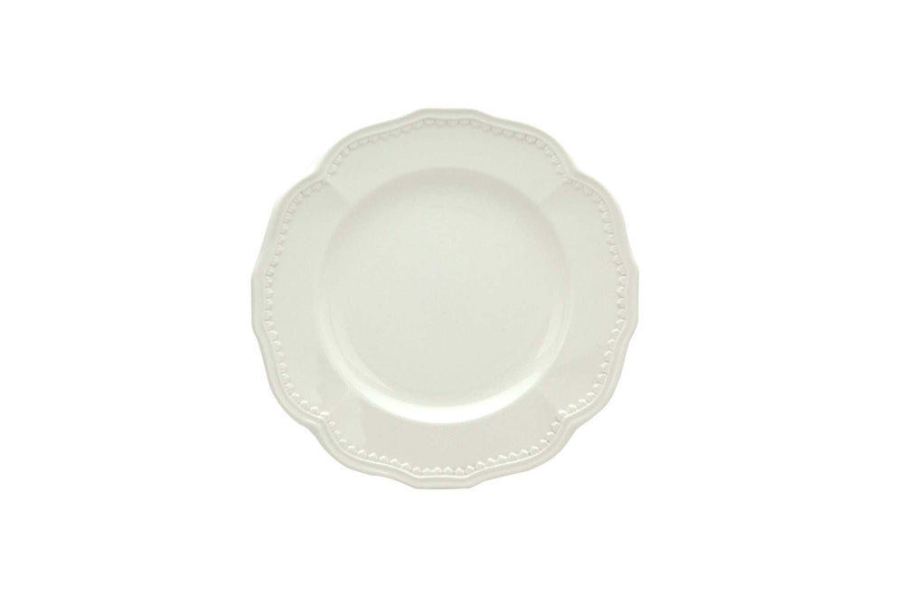 White Four Piece Round Scallop Stoneware Service For Four Salad Plate Set - Homeroots - Flyclothing LLC